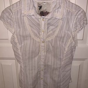 Johnny Was Vintage White Button-Up Blouse Size S